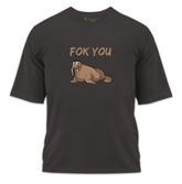 Fok You Baskılı Oversize Tişört