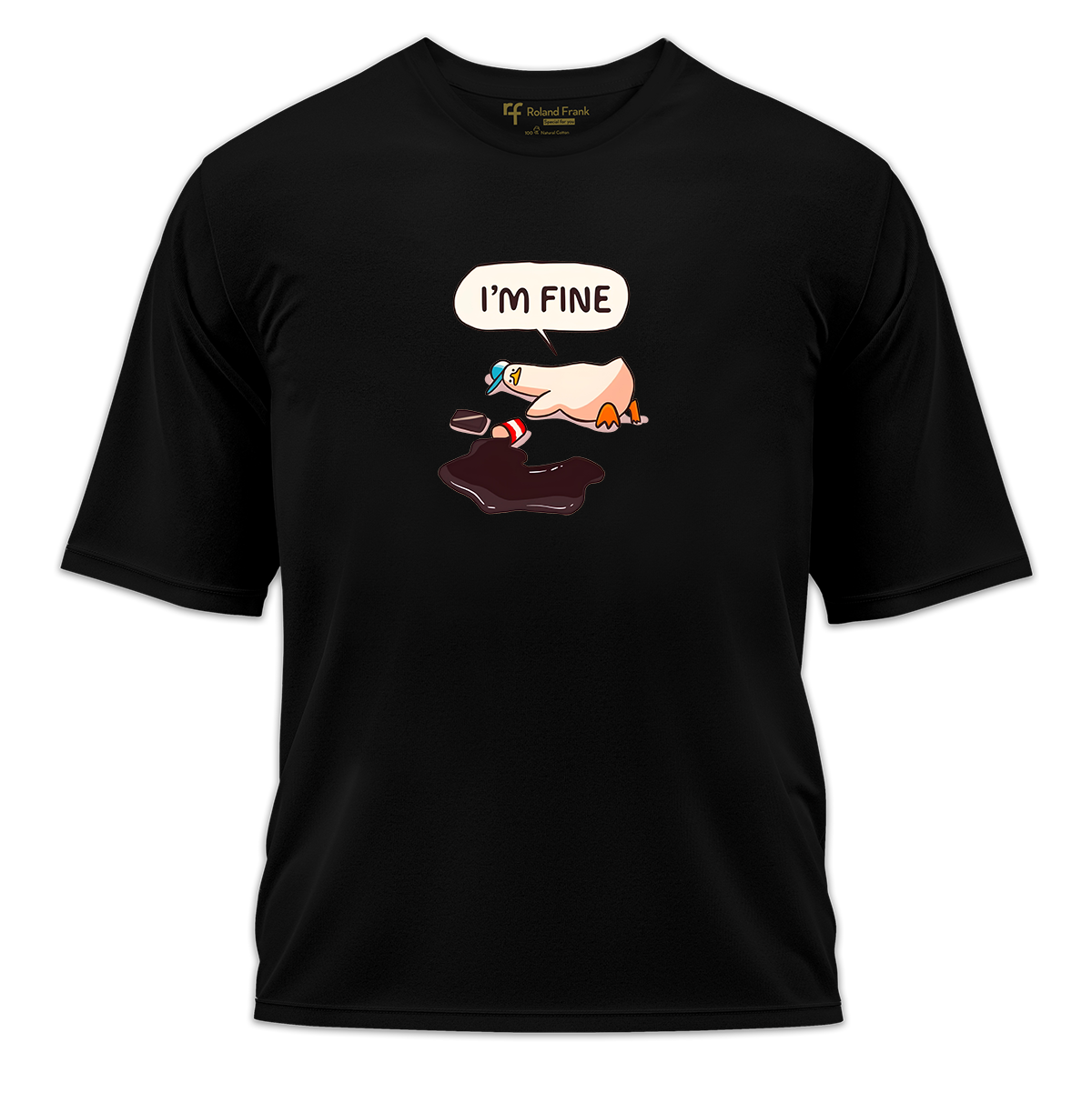 I'm Fine Baskılı Oversize Tişört