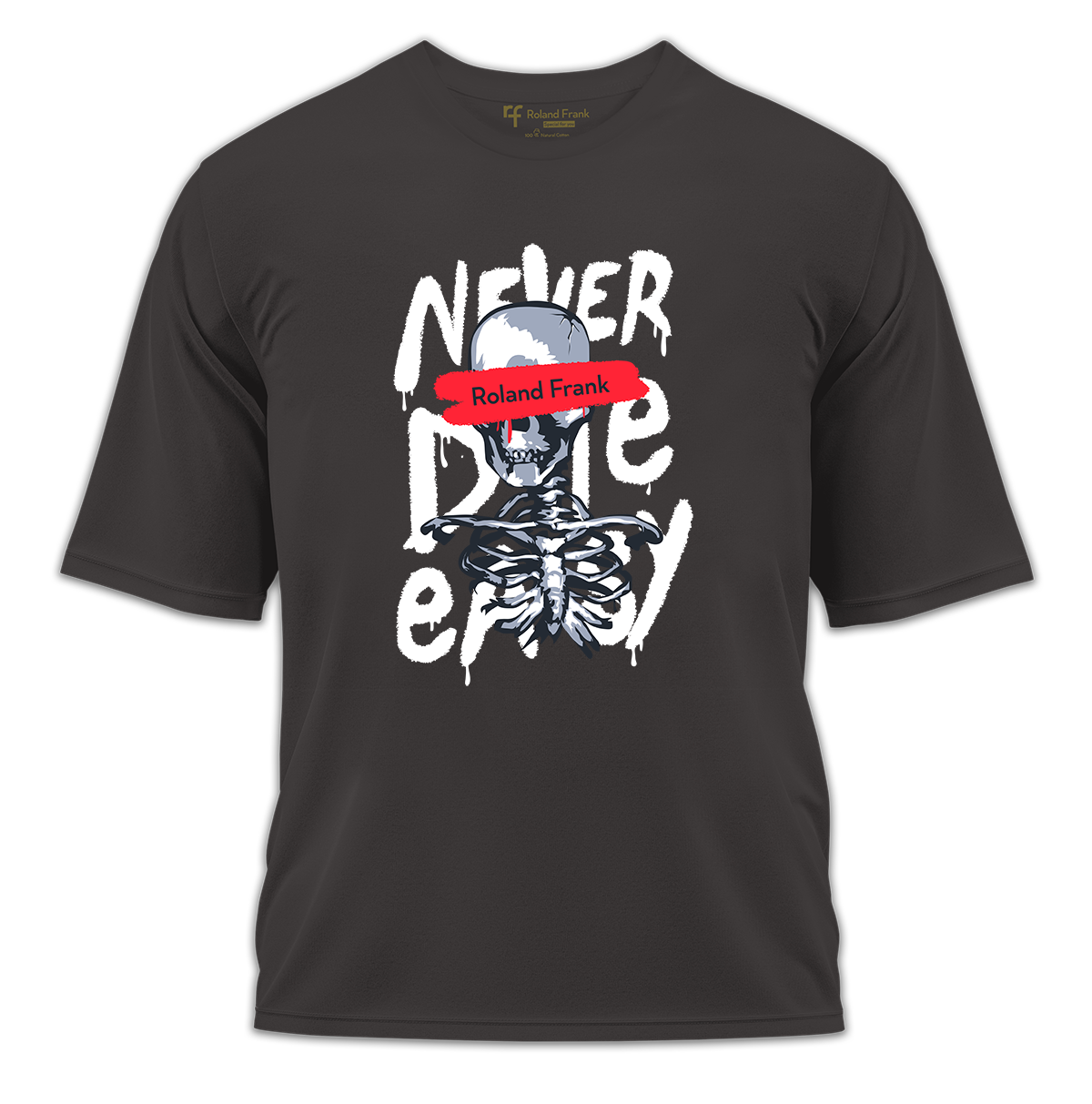 Never Die Easy Baskılı Oversize Tişört