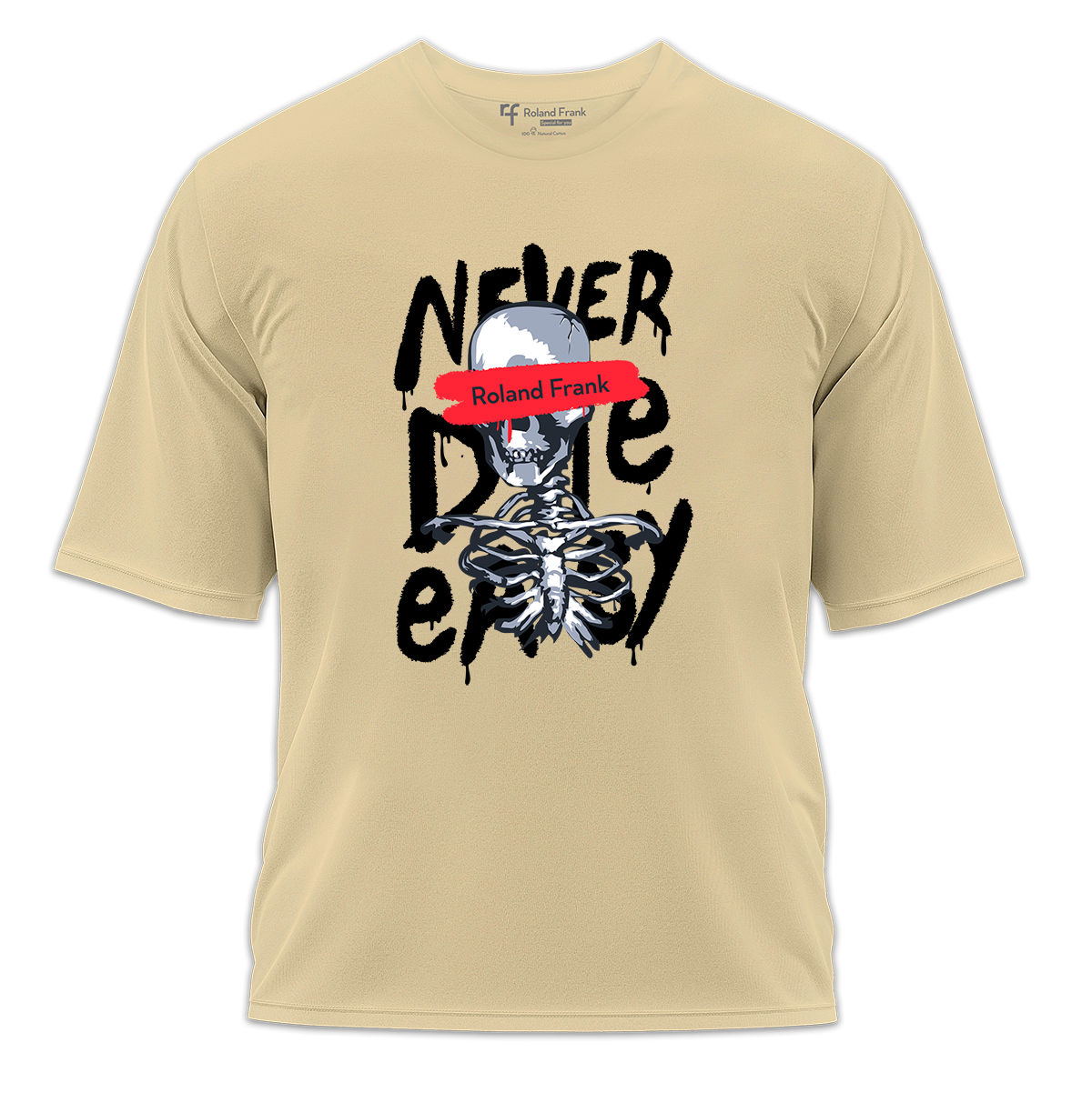 Never Die Easy Baskılı Oversize Tişört