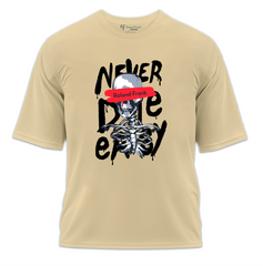 Never Die Easy Baskılı Oversize Tişört
