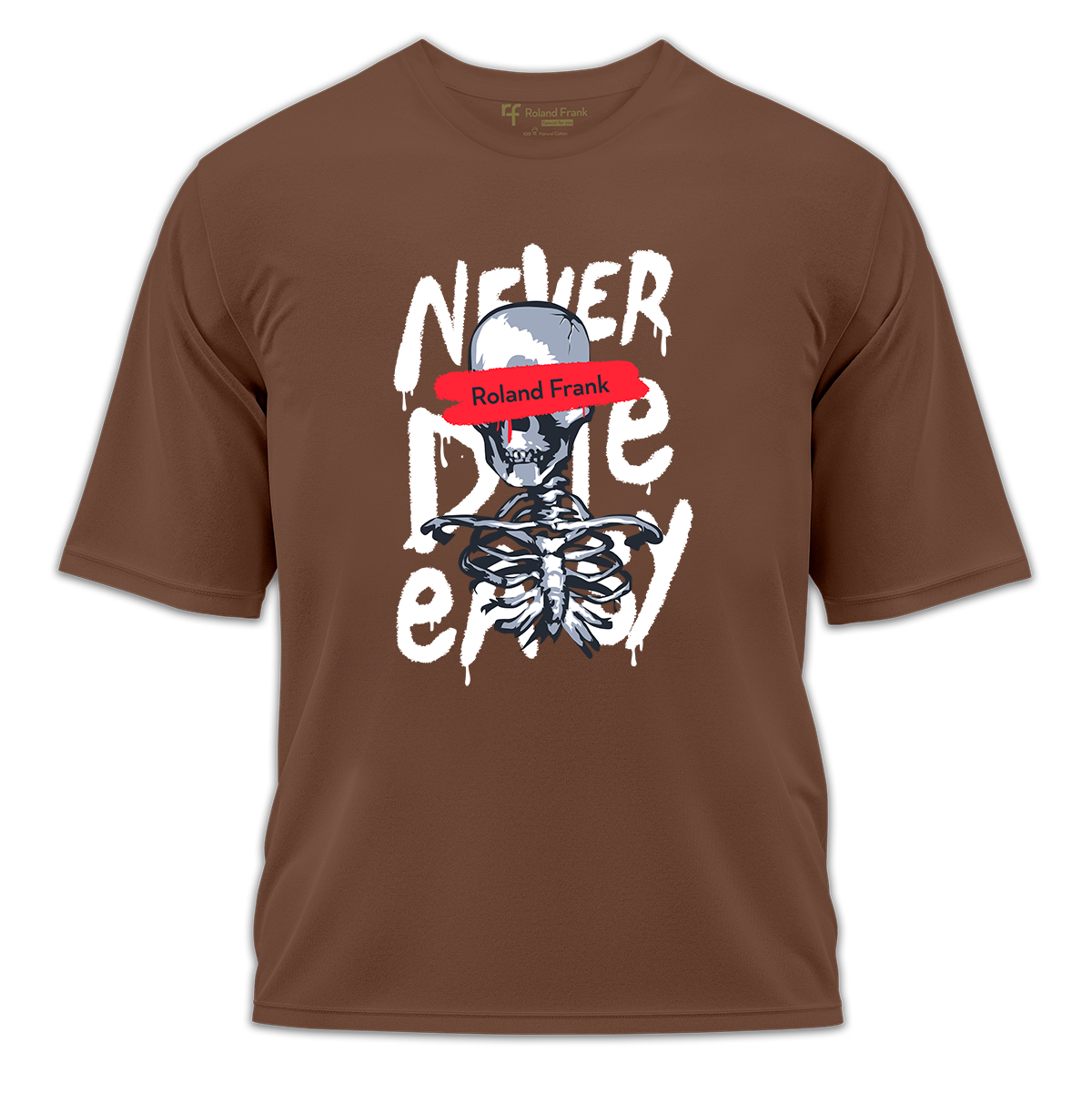 Never Die Easy Baskılı Oversize Tişört