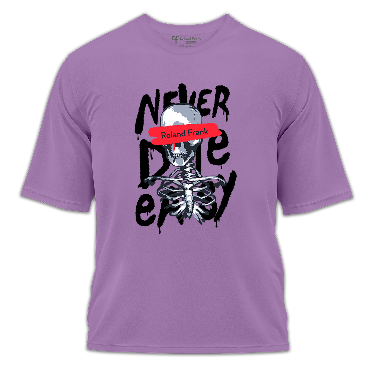 Never Die Easy Baskılı Oversize Tişört