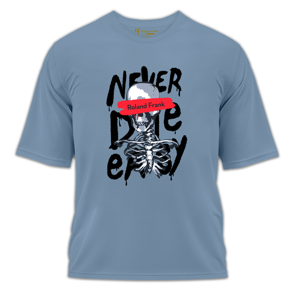 Never Die Easy Baskılı Oversize Tişört