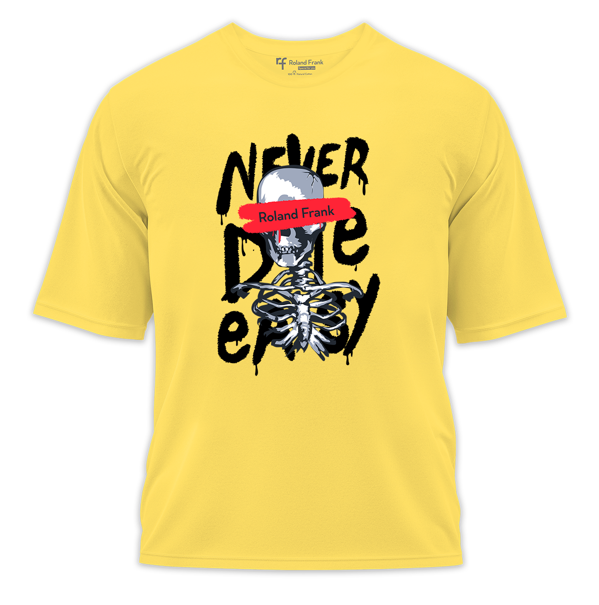 Never Die Easy Baskılı Oversize Tişört