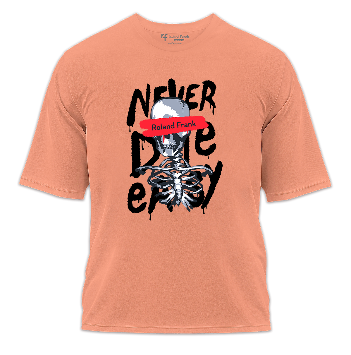 Never Die Easy Baskılı Oversize Tişört