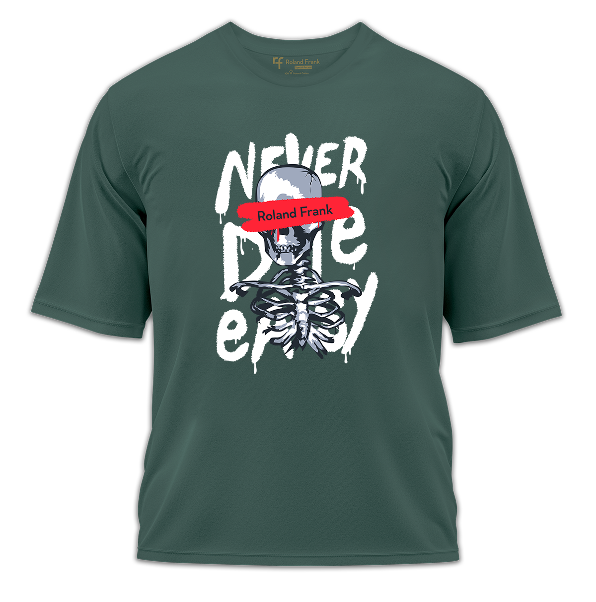 Never Die Easy Baskılı Oversize Tişört