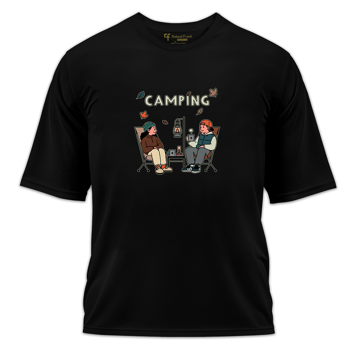 Camping Baskılı Oversize Tişört