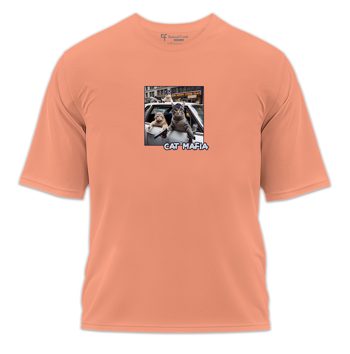 Cat Mafia Baskılı Oversize Tişört