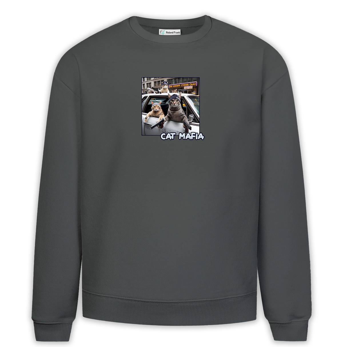 Cat Mafia Baskılı Premium Oversize Sweatshirt