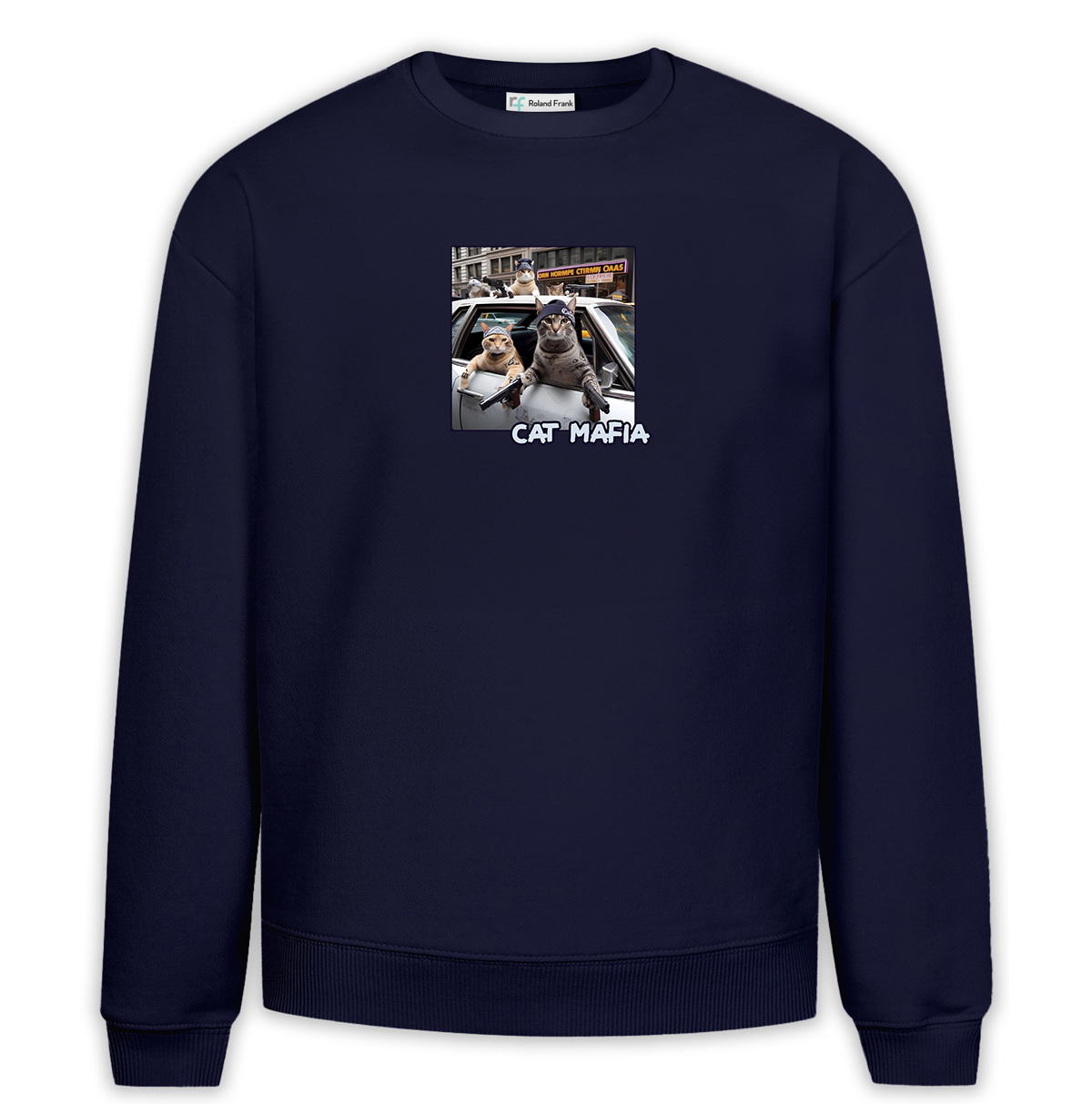 Cat Mafia Baskılı Premium Oversize Sweatshirt