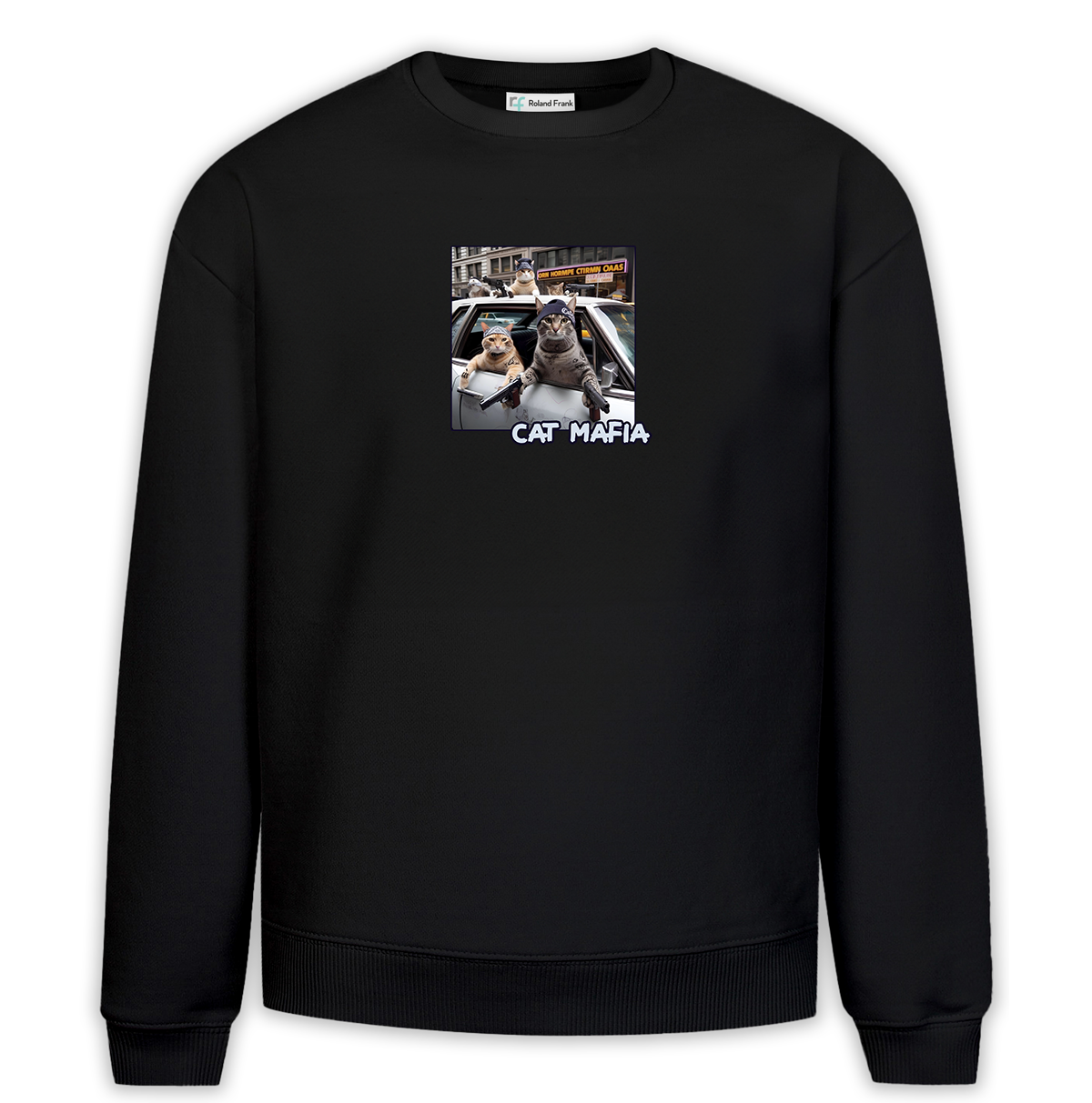 Cat Mafia Baskılı Premium Oversize Sweatshirt