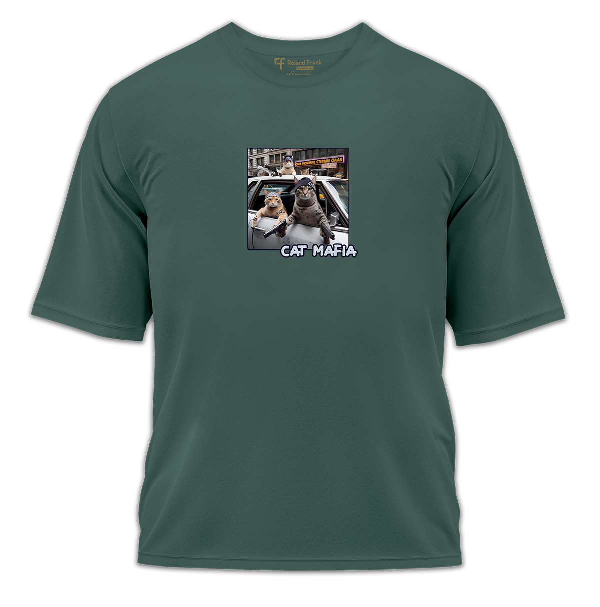 Cat Mafia Baskılı Oversize Tişört