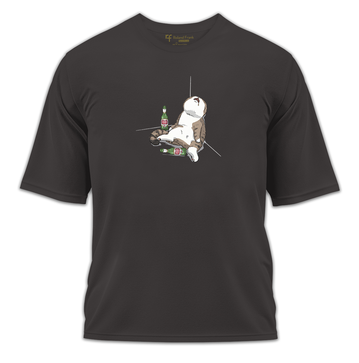 Drunk Cat Baskılı Oversize Tişört