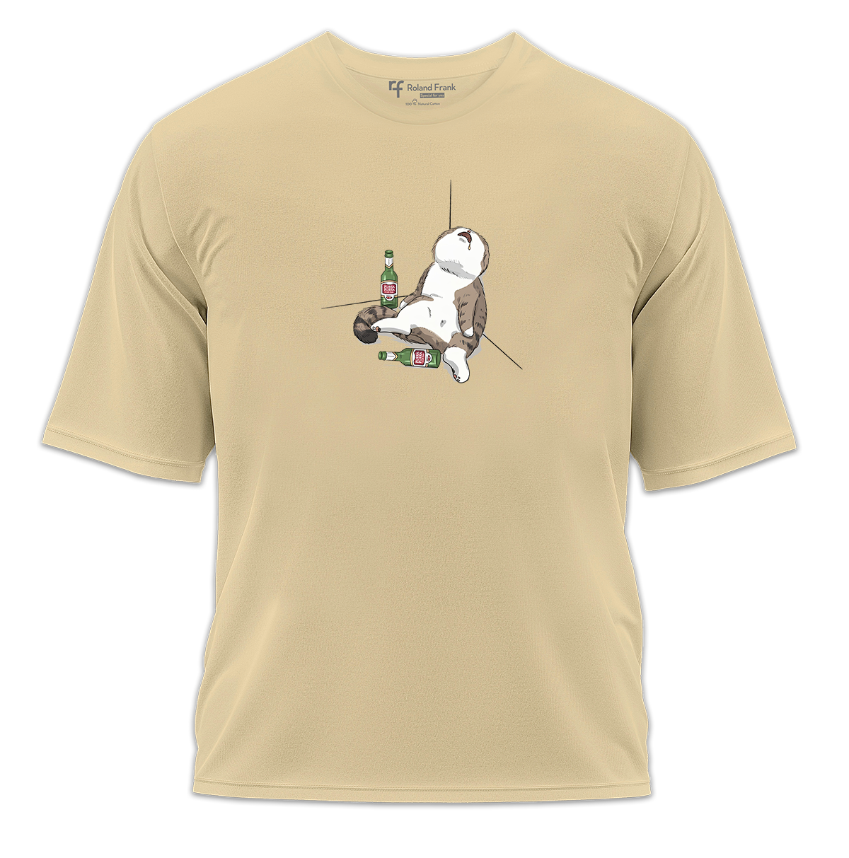 Drunk Cat Baskılı Oversize Tişört