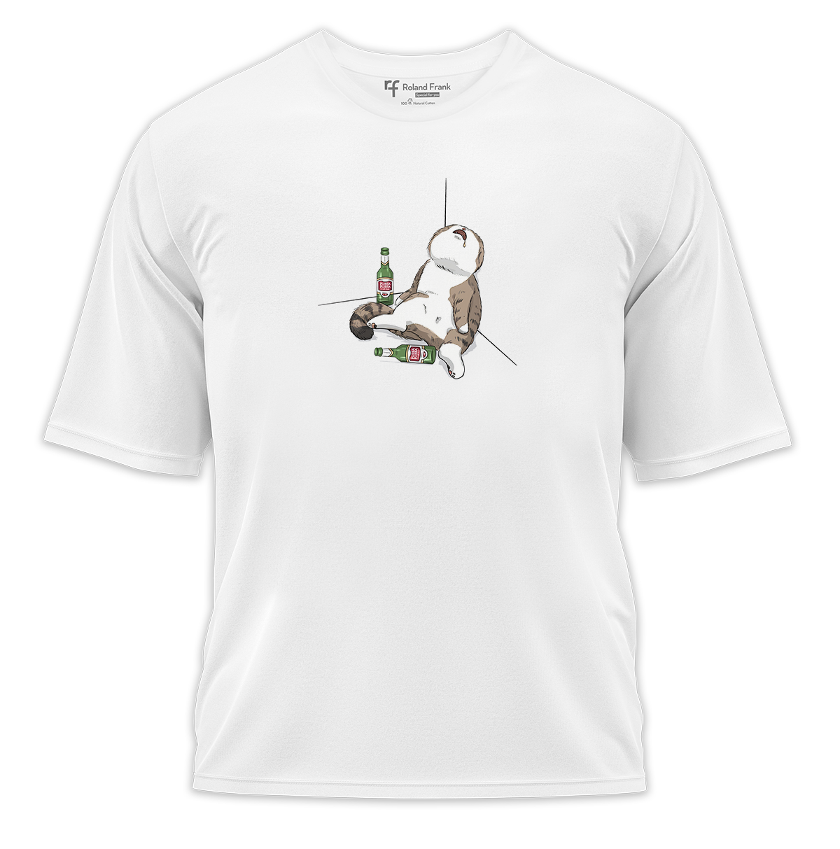 Drunk Cat Baskılı Oversize Tişört