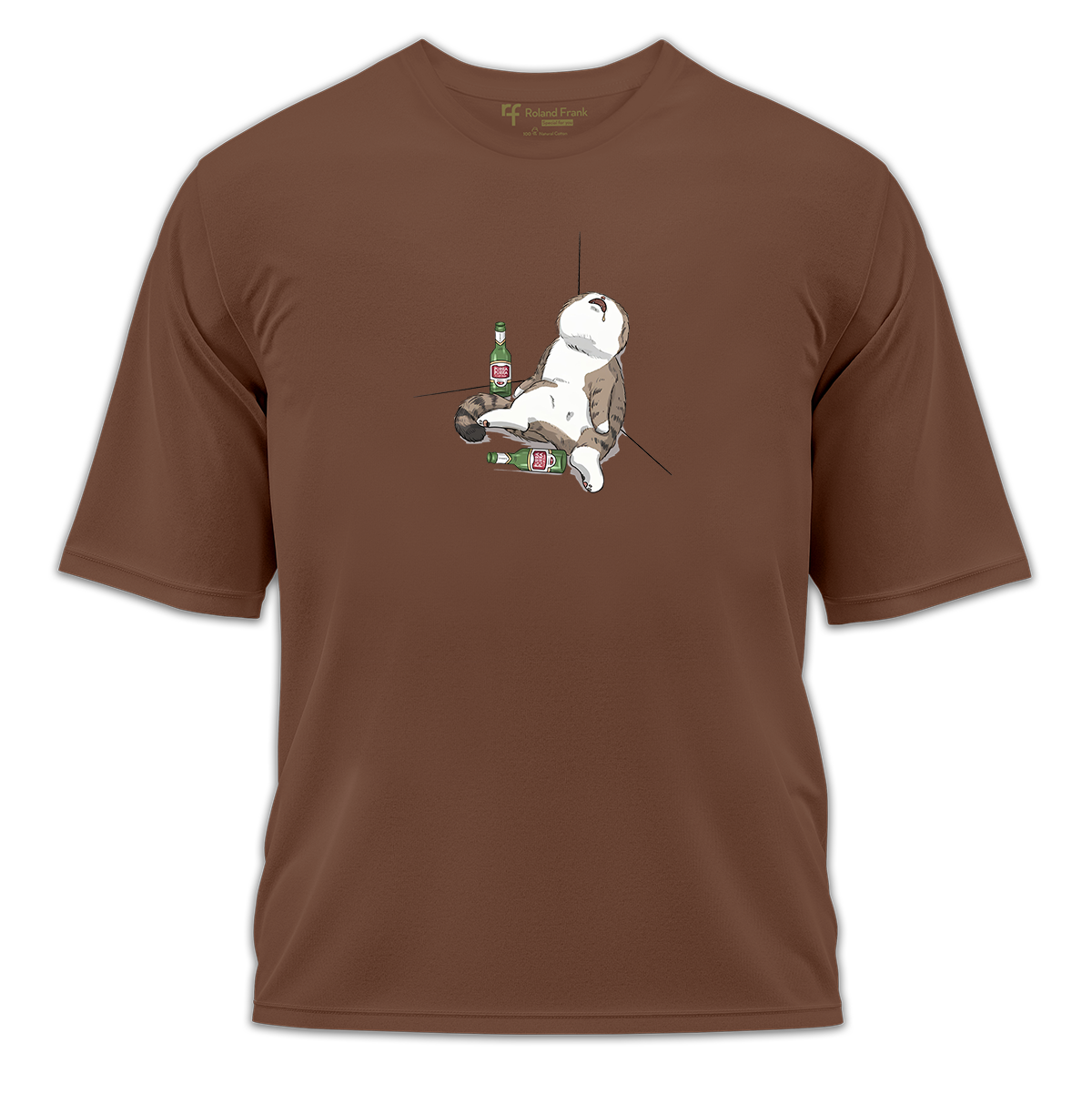 Drunk Cat Baskılı Oversize Tişört