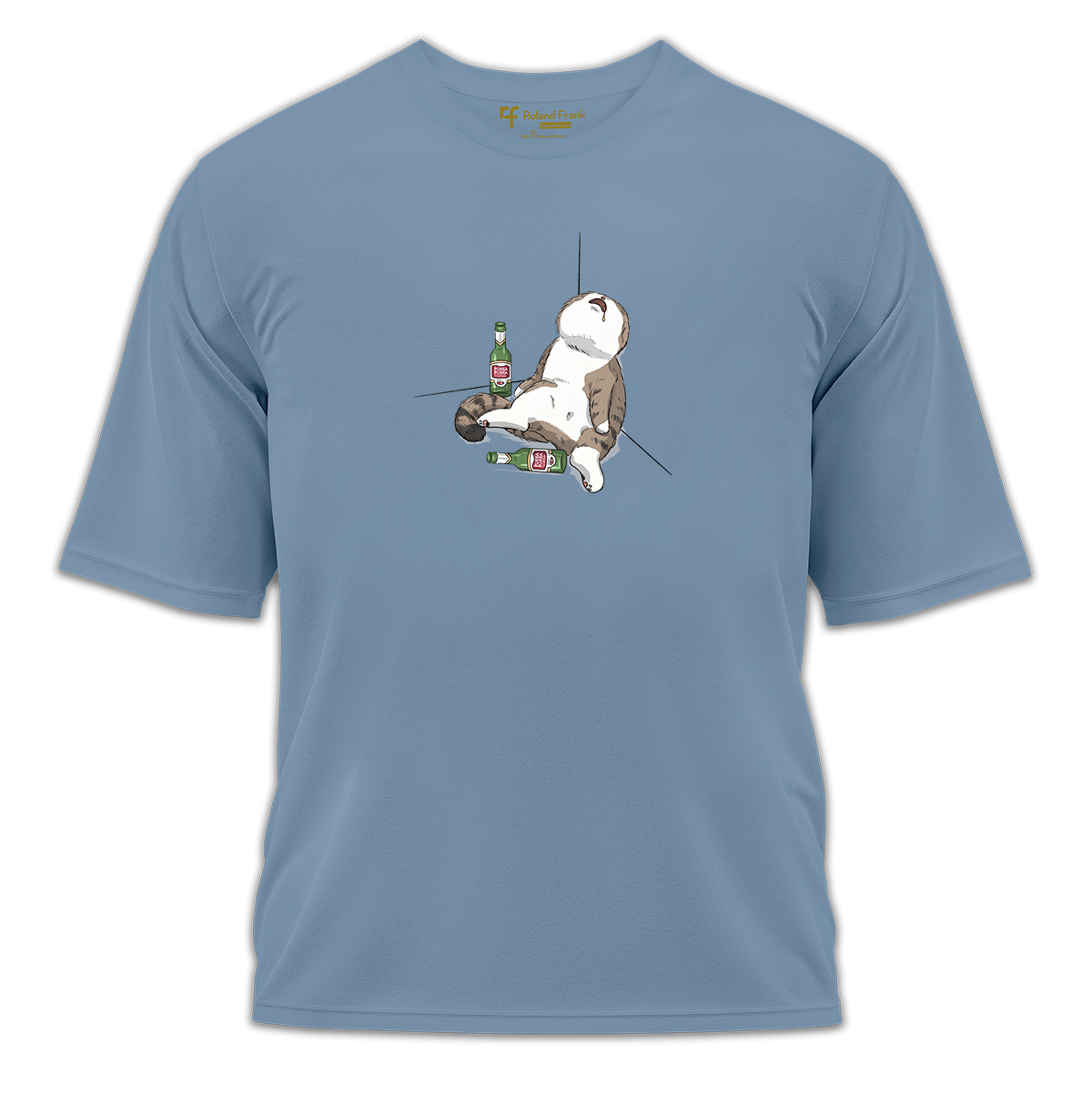 Drunk Cat Baskılı Oversize Tişört