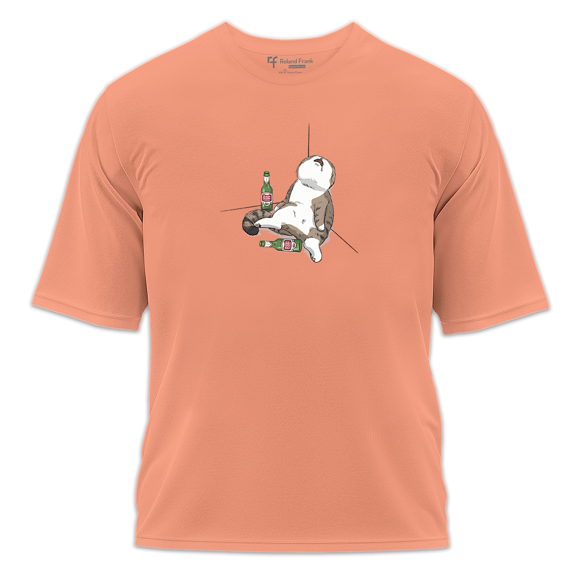 Drunk Cat Baskılı Oversize Tişört